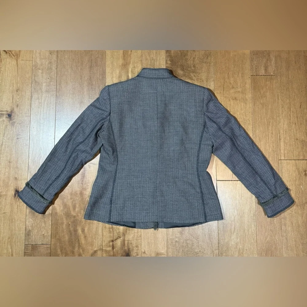 Armani Collezioni Women’s Wool Blazer Fringe Shimmer‎ Polkadot Size 10